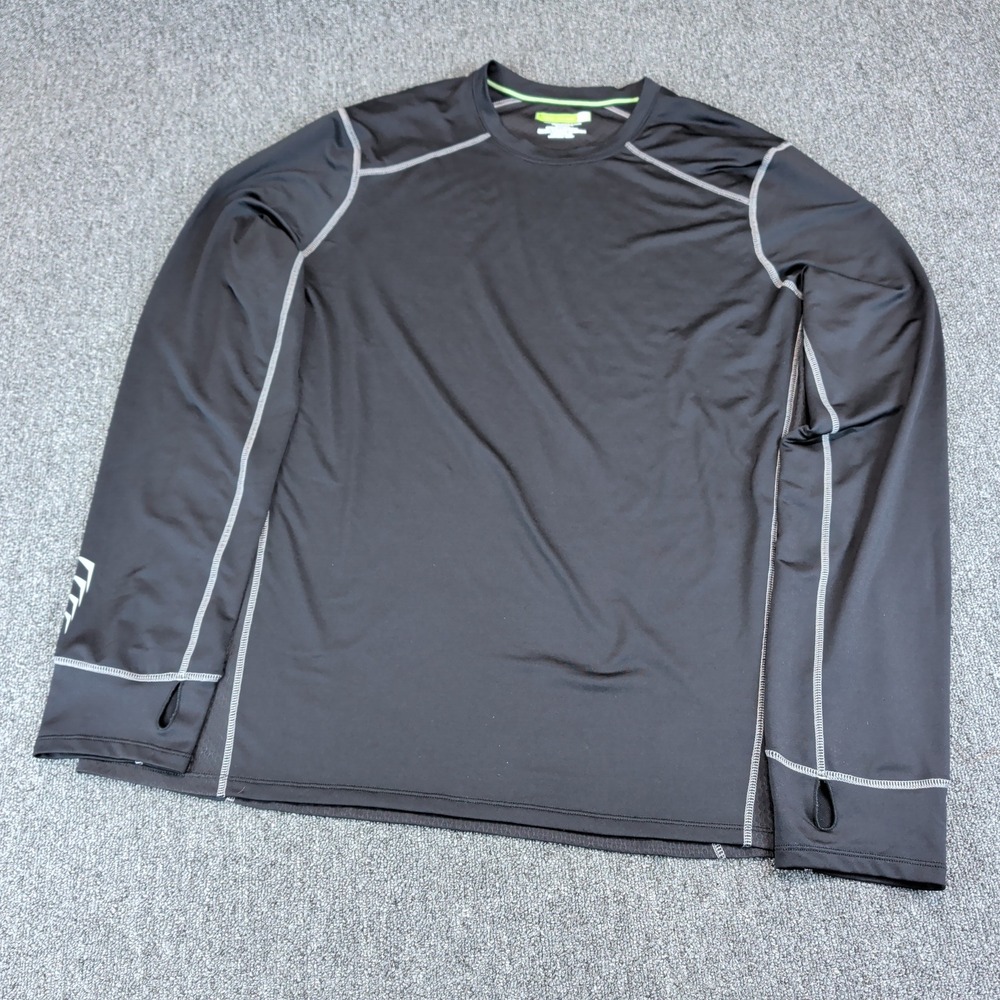 Tek Gear Men Performance Shirt 3XLT Polyester Spandex Black Long Sleeve Athletic